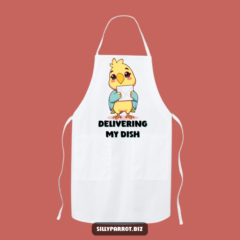 Funny Delivery Parrot Apron - Cheerful Kitchen Bird Gift