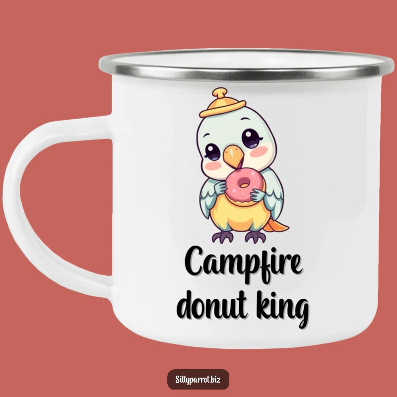 Funny Parrot Donut Camping Mug: Sweet Sips, Perfect Outdoor Treat Gift