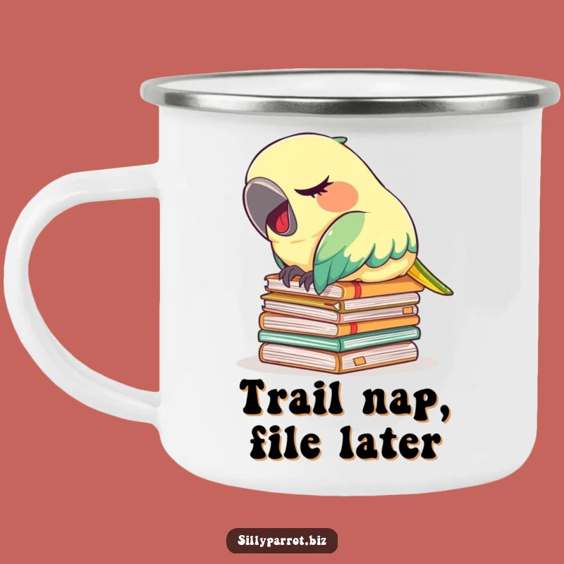 Durable Funny Tired Parrot Camping Mug: Enjoy Drinks During Your Break