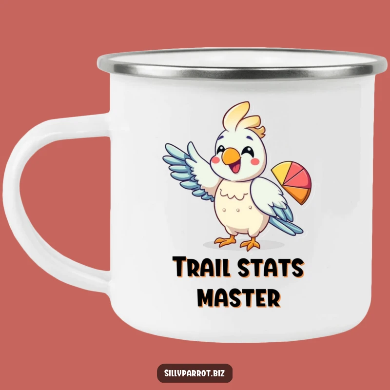 Funny Parrot Pie Chart Camping Mug: Outdoor Data Insights, Perfect Hilarious Gift