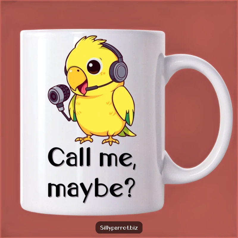 Funny Parrot Squawk Mug: Silly Headset Bird for Loud Talkers Gift