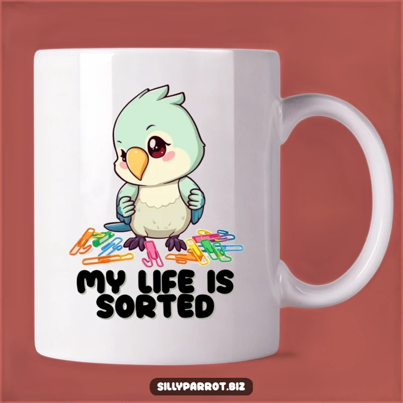 Funny Parrot Organizer Mug: Meticulous Bird's Clip Control, Perfect Gift for Detail-Oriented Friends