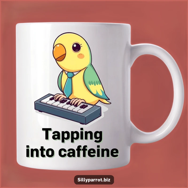 Funny Parrot Keyboard Mug: Tapping Character Humor, Perfect Funny Gift