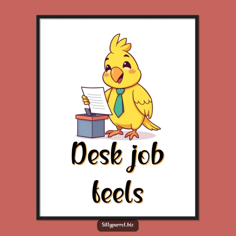 Funny Parrot Presenter Digital Art: Bird Boss Decor for Office Walls