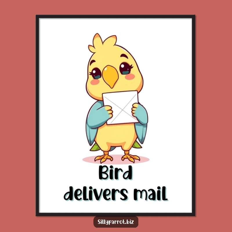 Funny Delivery Parrot Digital Art - Whimsical Printable Bird Decor