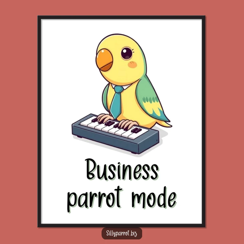 Funny Parrot Digital Art: Tapping Character Print, Perfect Funny Gift
