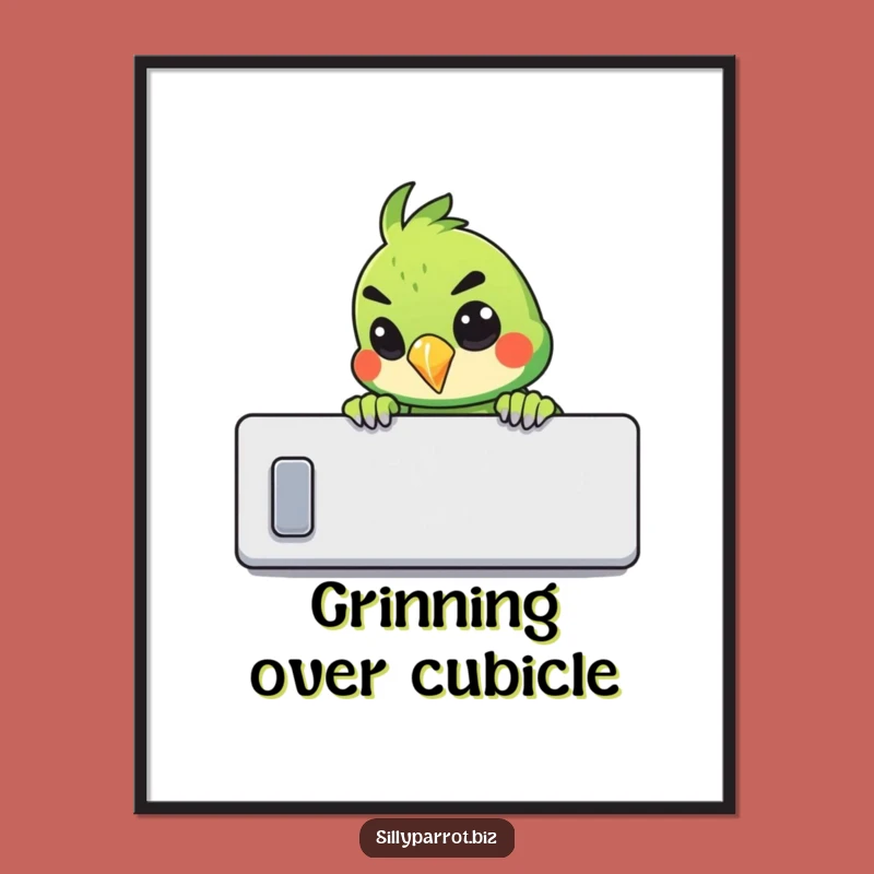 Funny Mischievous Parrot Digital Art - Whimsical Printable Office Decor