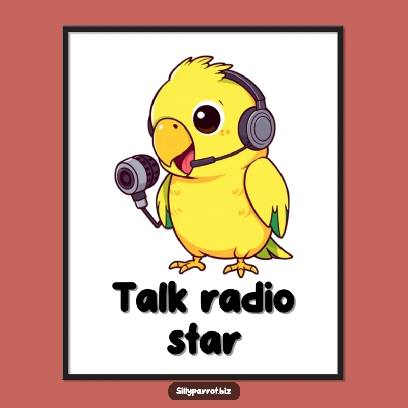 Funny Parrot Squawk Digital Art: Silly Headset Decor for Loud Walls