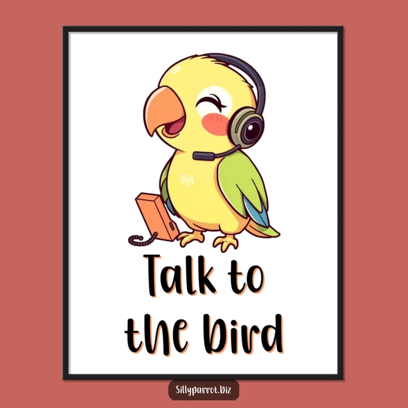 Funny Parrot Digital Art: Talking Character Print, Perfect Funny Gift