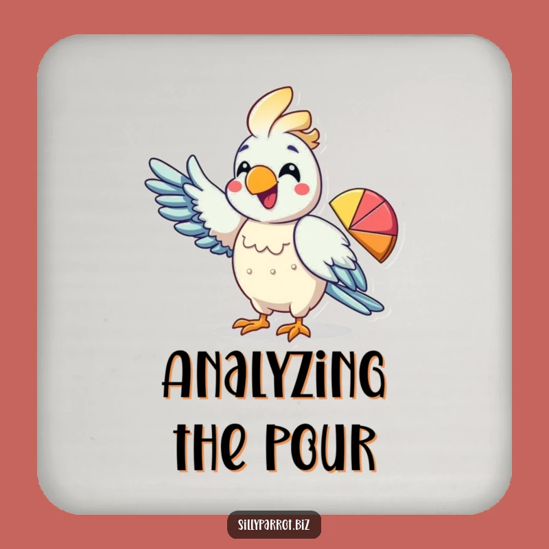 Funny Parrot Pie Chart Drink Coaster: Protect Your Data, Perfect Hilarious Gift