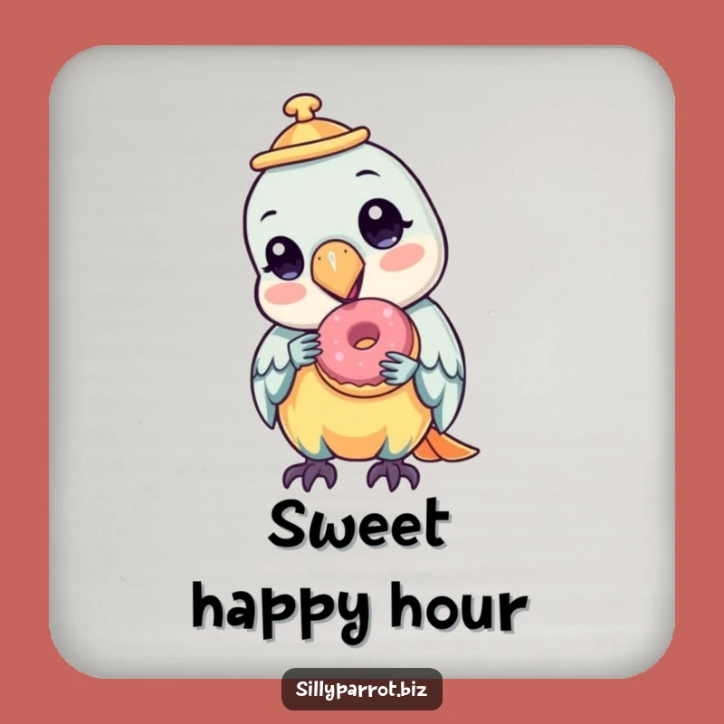 Funny Parrot Donut Drink Coaster: Sweet Surface Protection, Perfect Hilarious Gift