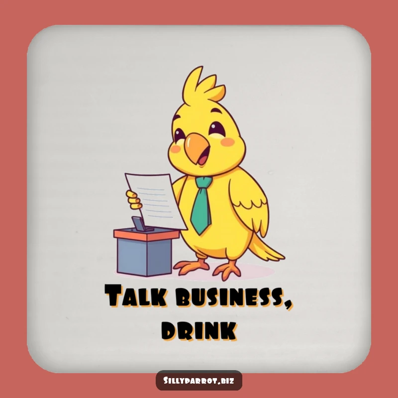 Funny Parrot Presenter Coasters: Bird Boss Protection for Your Desk