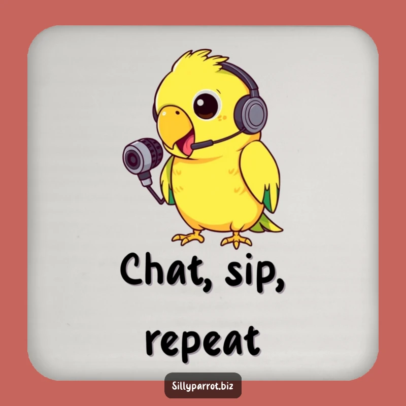 Funny Parrot Squawk Coasters: Silly Headset Bird Protection for Your Surfaces