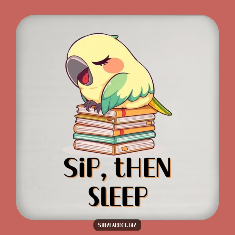 Funny Tired Parrot Coaster: Protect Surfaces with Sleepy Charm