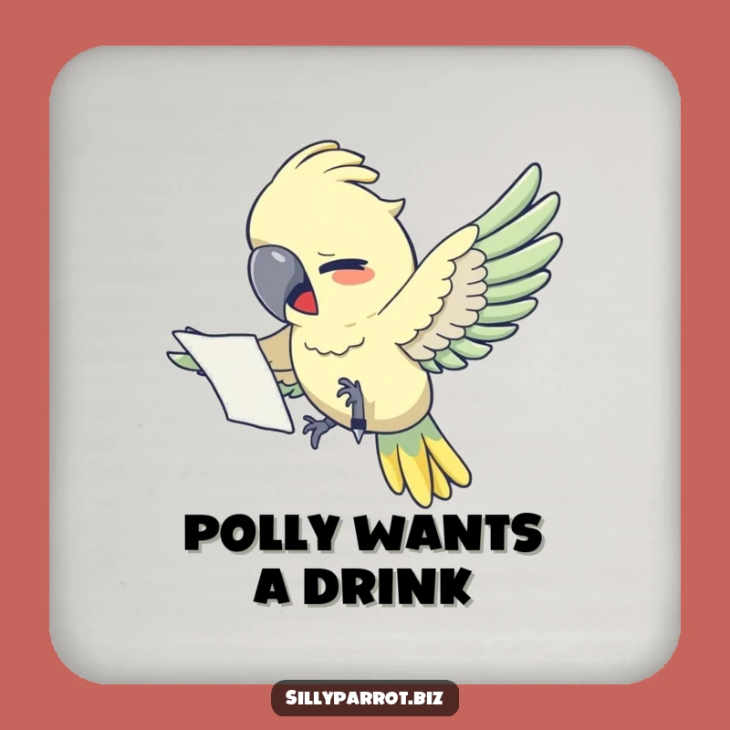 Funny Stressed Parrot Drink Coaster - Office Humor Protection for Parrot Lovers