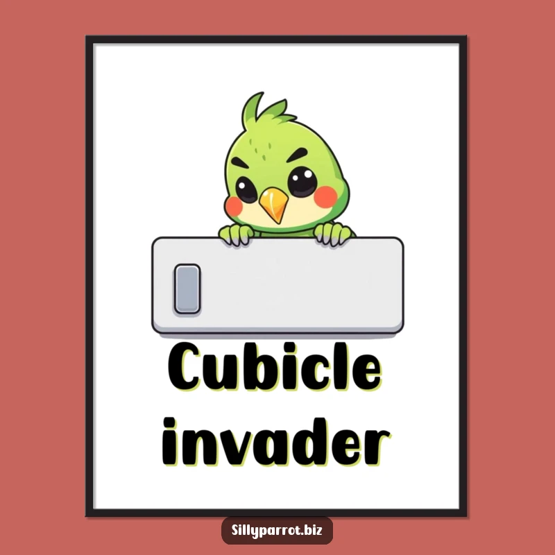 Funny Mischievous Parrot Poster - Whimsical Office Wall Art