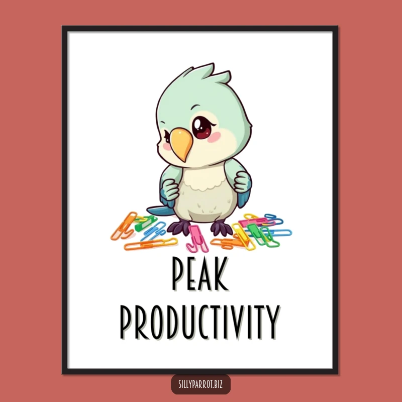 Funny Parrot Poster: Meticulous Clip Organization Art, Hilarious Wall Decor Gift