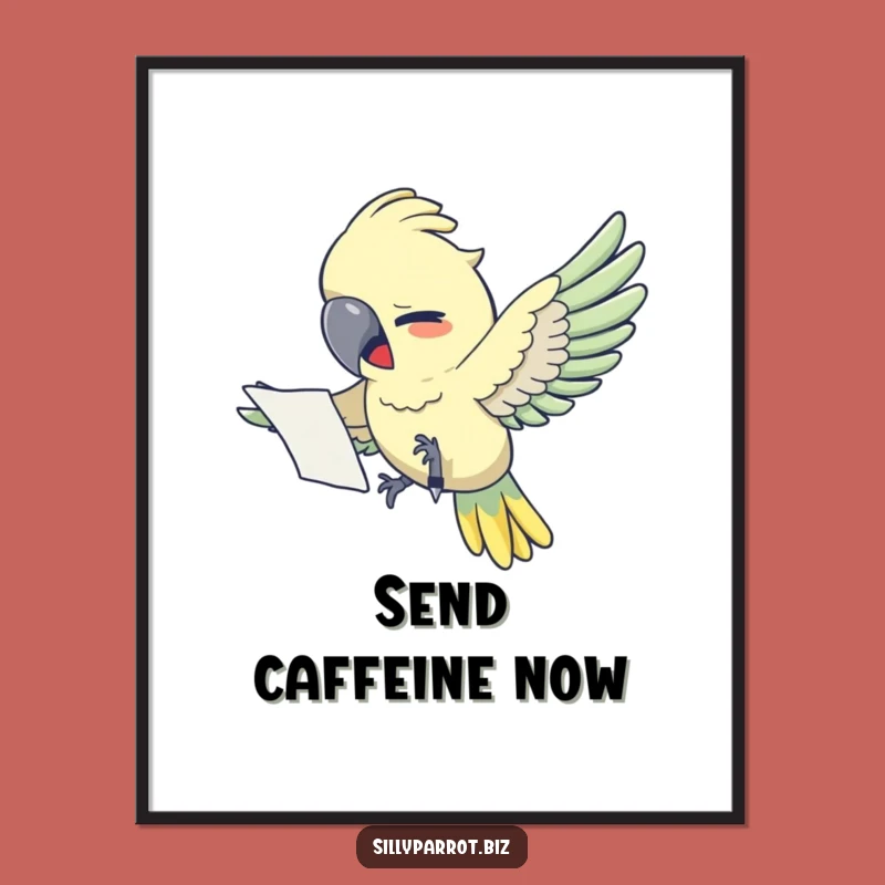 Funny Stressed Parrot Poster - Hilarious Office Art Print for Parrot Lovers