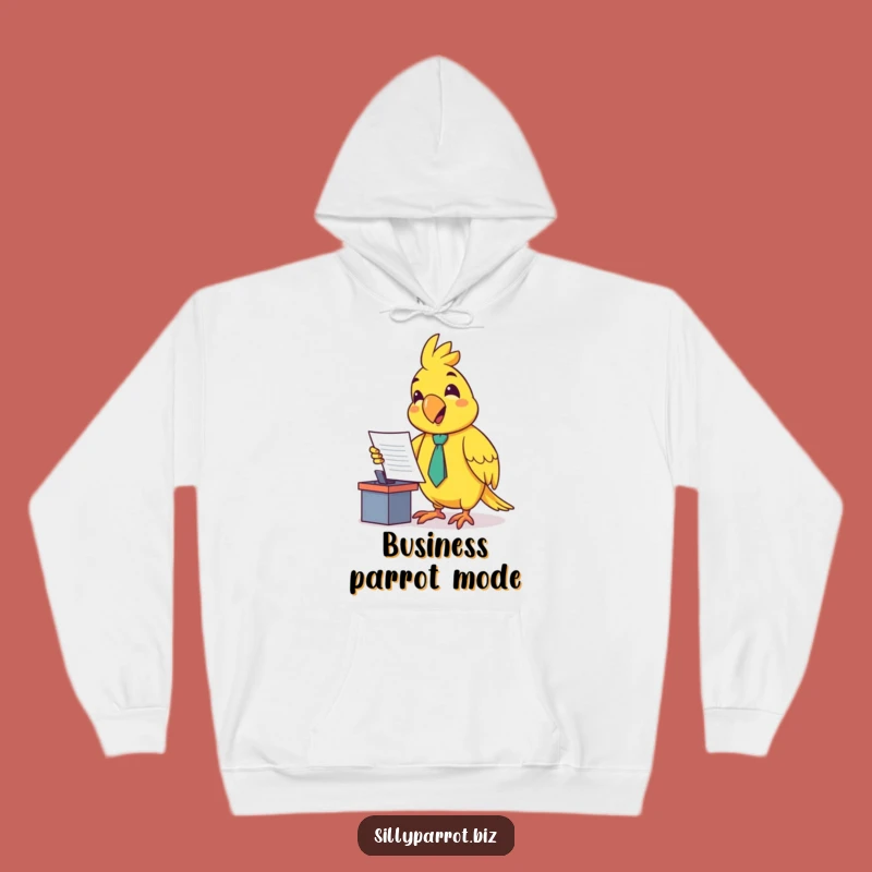 Cozy Funny Parrot Presenter Hoodie: Warm Bird Boss Design for Office Comfort