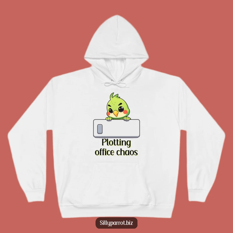 Funny Mischievous Parrot Hoodie - Cozy Office Prankster Sweatshirt