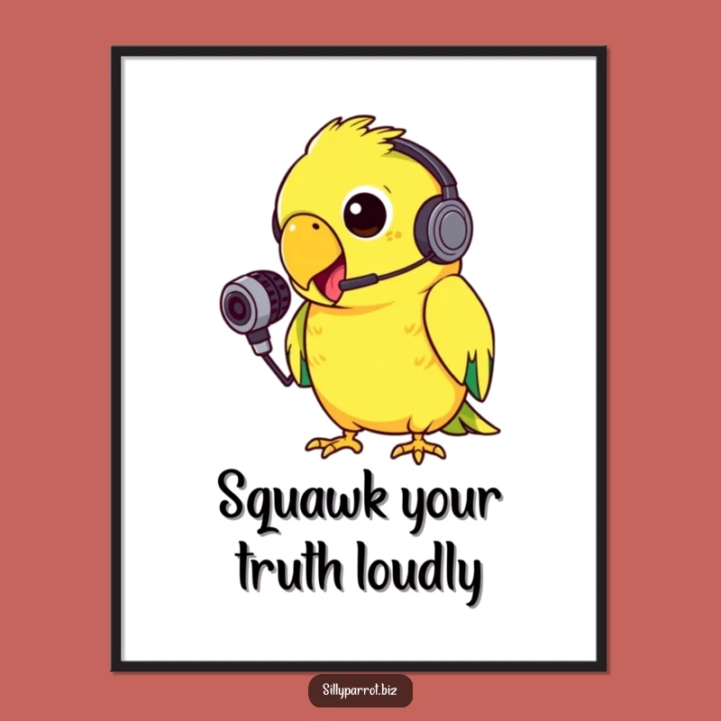 Free Printable Wall Art: Silly Parrot Headset Vocal Humor Downloadable Art Gift