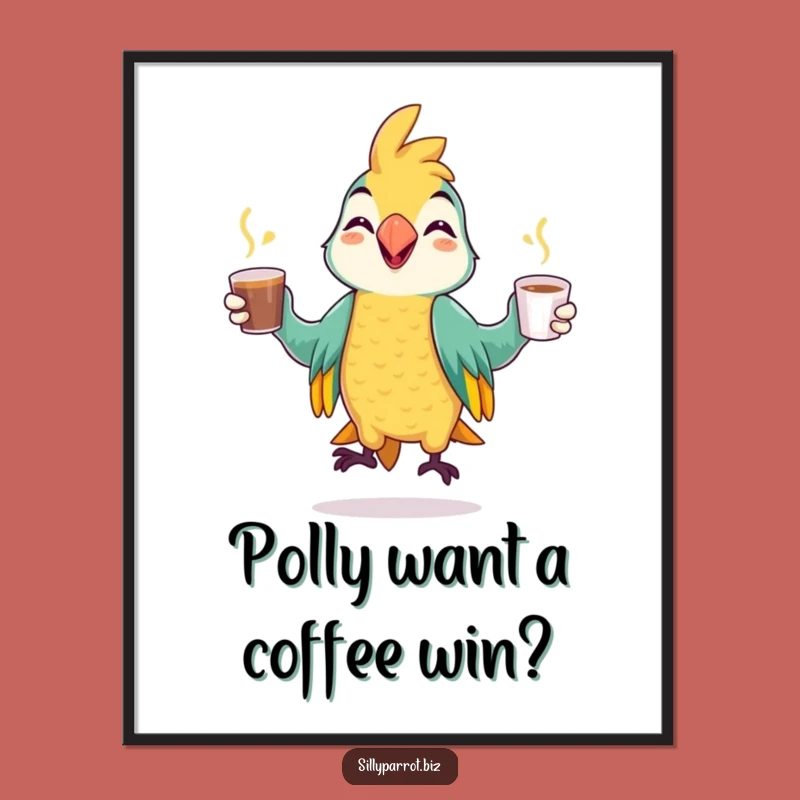 Funny Free Printable Parrot Wall Art: Downloadable Juggling Coffee Lover Decor