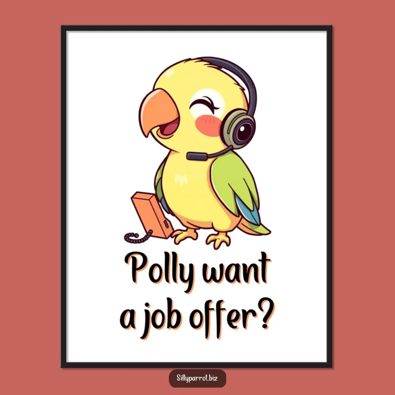 Funny Free Printable Wall Art: Parrot on Phone, Downloadable Quirky Decor