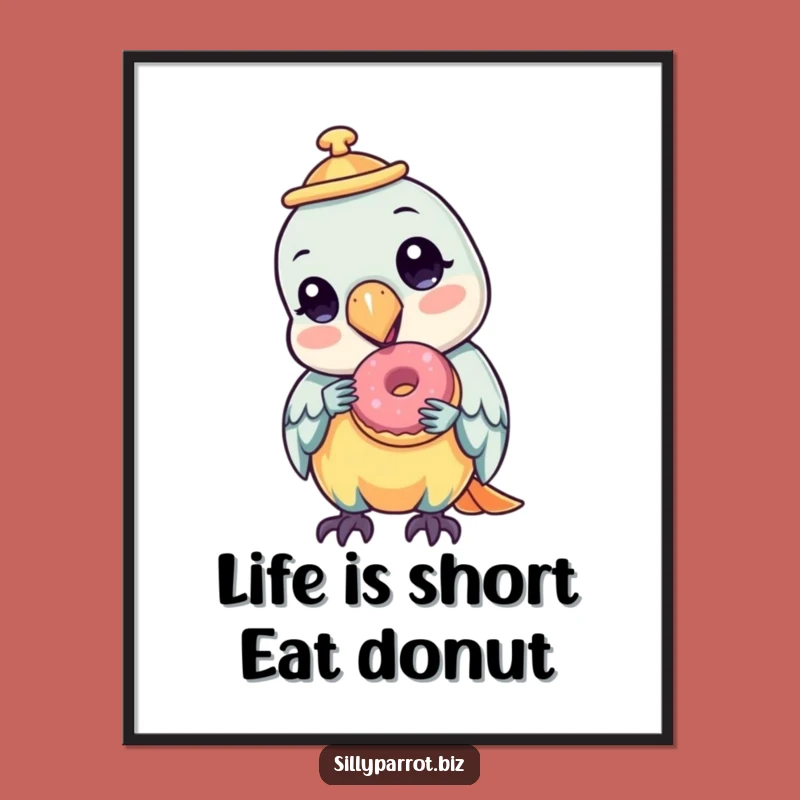 Free Printable Wall Art: Quirky Parrot with Hat and Donut Decor