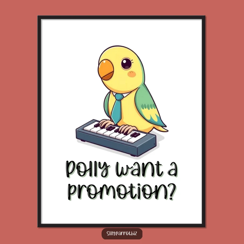 Funny Free Printable Wall Art: Typing Parrot, Downloadable Quirky Office Decor