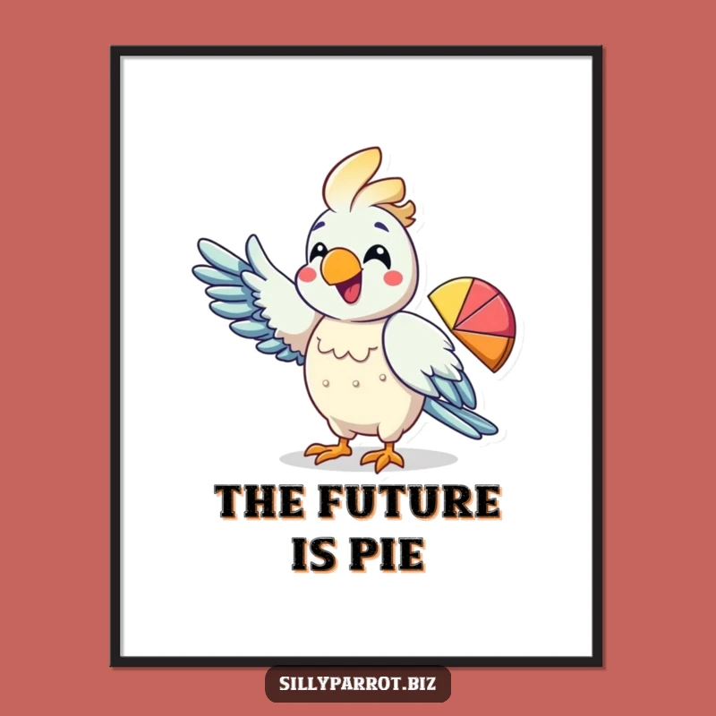 Free Printable Wall Art: Enthusiastic Parrot Pointing at Pie Chart