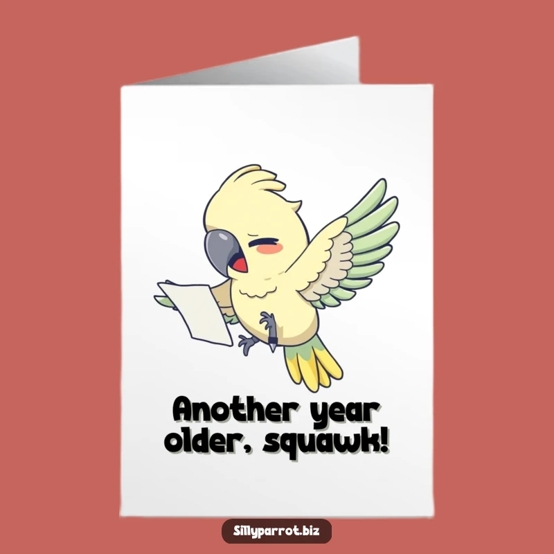 Free Printable Funny Parrot Birthday Card: Stressed Office Bird Downloadable Gift