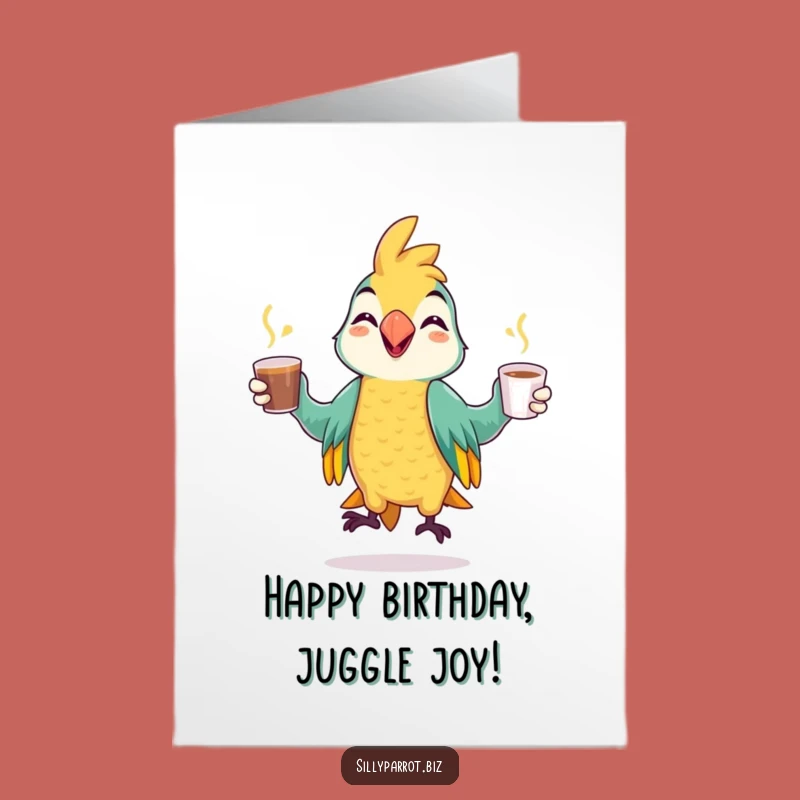 Free Printable Parrot Juggling Card: Funny Downloadable Coffee Lover Gift