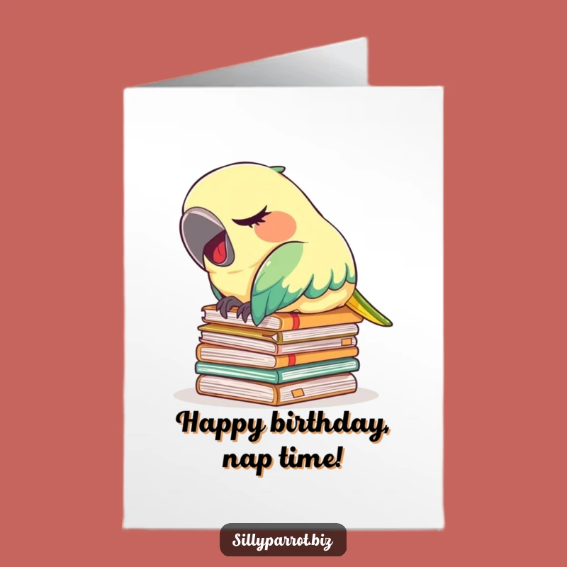 Free Printable Tired Parrot Birthday Card: Funny Downloadable Nap Gift