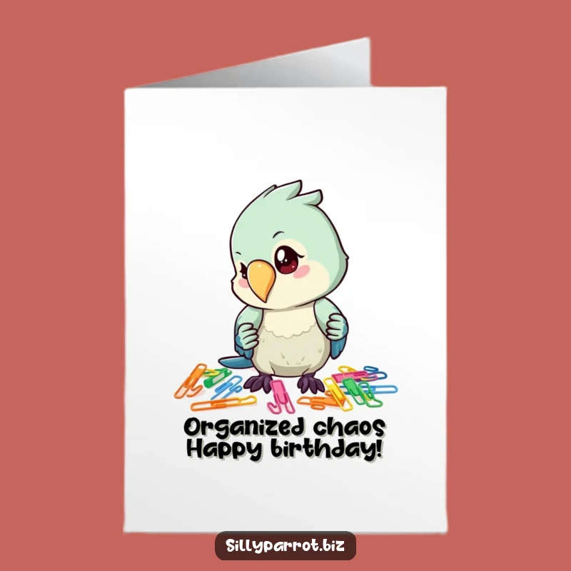 Free Printable Funny Parrot Card: Organized Bird Delivers Birthday Cheer!