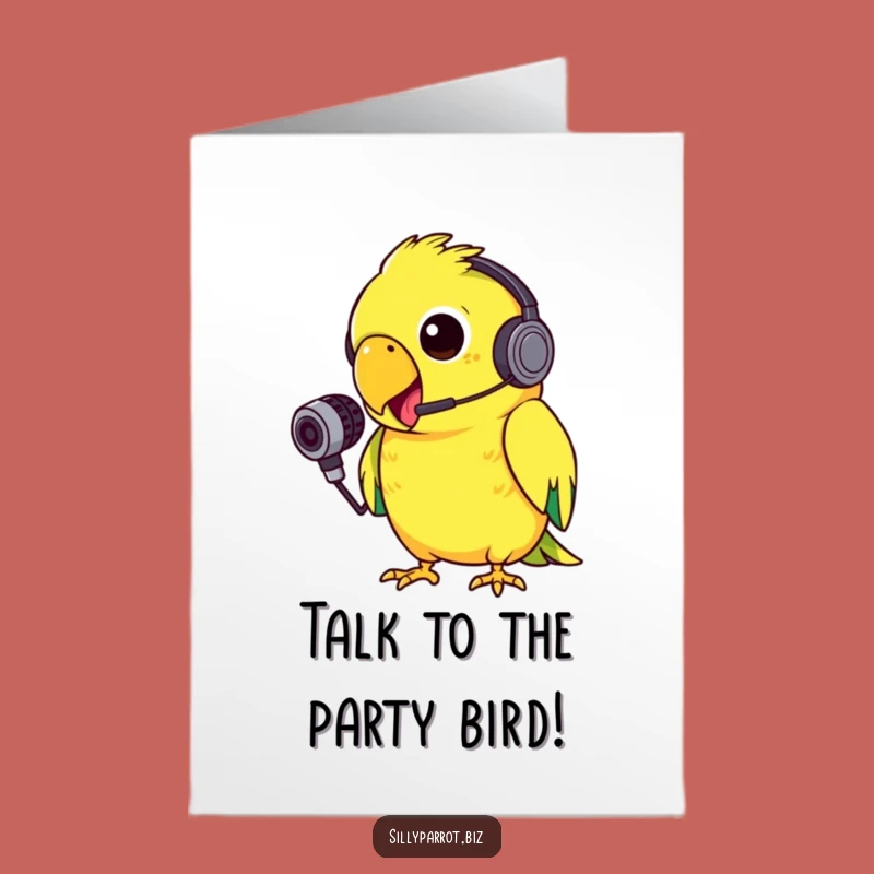 Free Printable Birthday Card: Silly Parrot Headset Squawking Funny Downloadable Gift