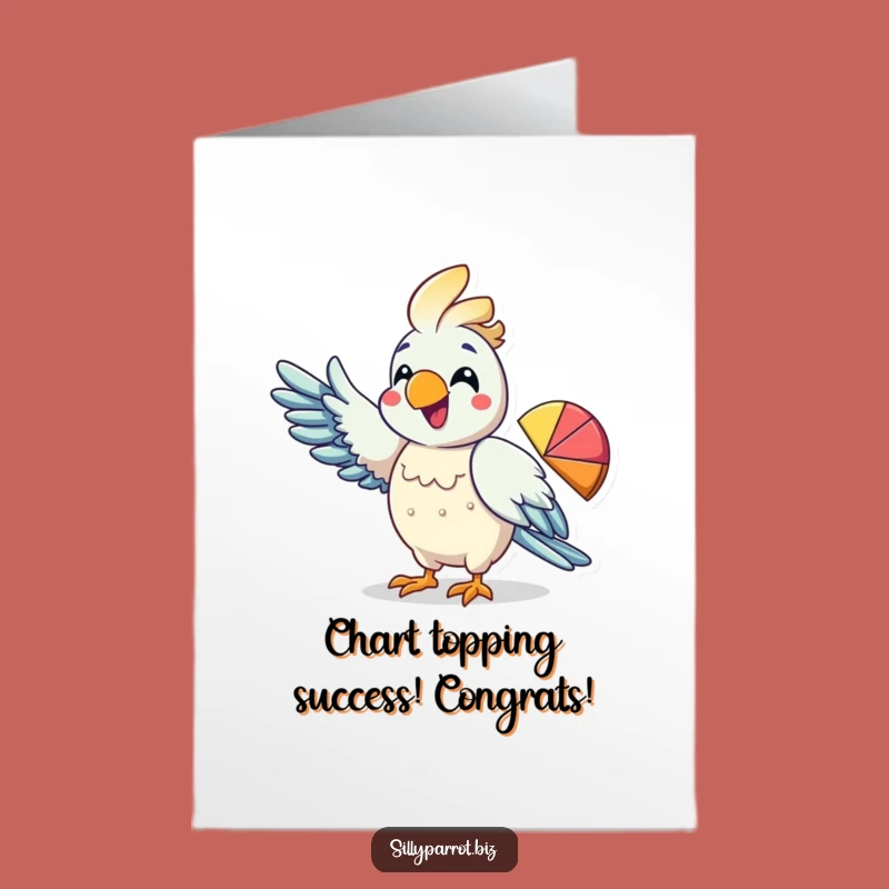 Free Printable Congrats Card: Parrot Highlights Your Success on Pie Chart!