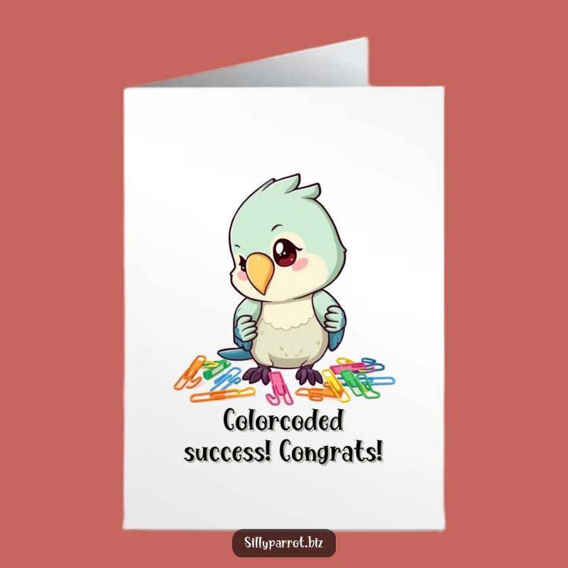 Free Printable Congrats Card: Parrot's Perfect Organization for Your Big Win!