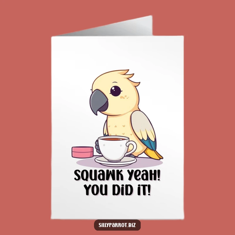 Free Printable Congrats Card: Hilarious Parrot Teatime, The Ultimate Funny Downloadable Gift!