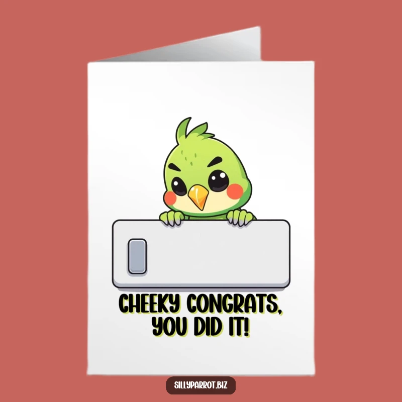 Free Printable Congrats Card: Mischievous Parrot Funny Downloadable Gift