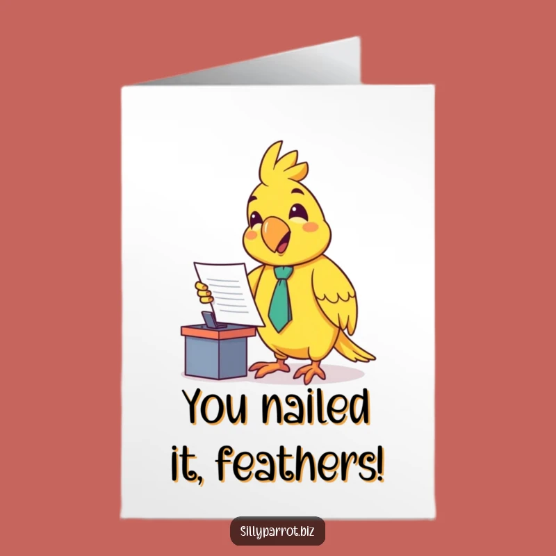 Free Printable Congrats Card: Parrot Tie Presenting Document Funny Downloadable Gift