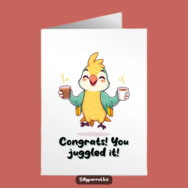 Free Printable Parrot Congrats Card: Funny Downloadable Juggling Achievement