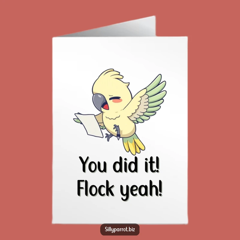 Free Printable Parrot Congratulations Card: Office Stress Success Downloadable Gift