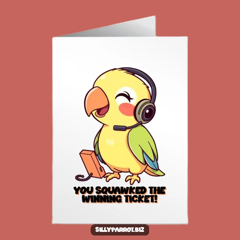 Free Printable Congrats Card: Parrot on Phone Call, Downloadable Funny Greeting