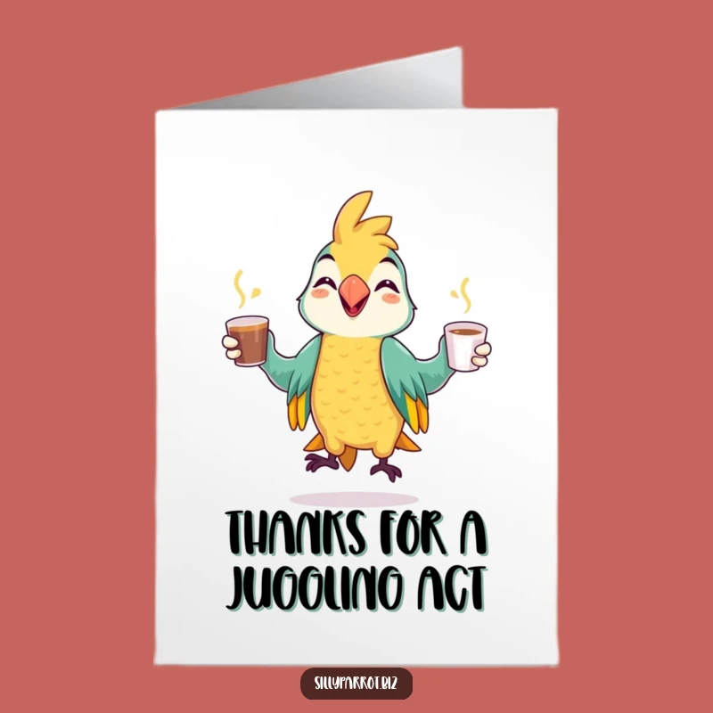 Free Printable Parrot Thank You Card: Funny Downloadable Juggling Gratitude
