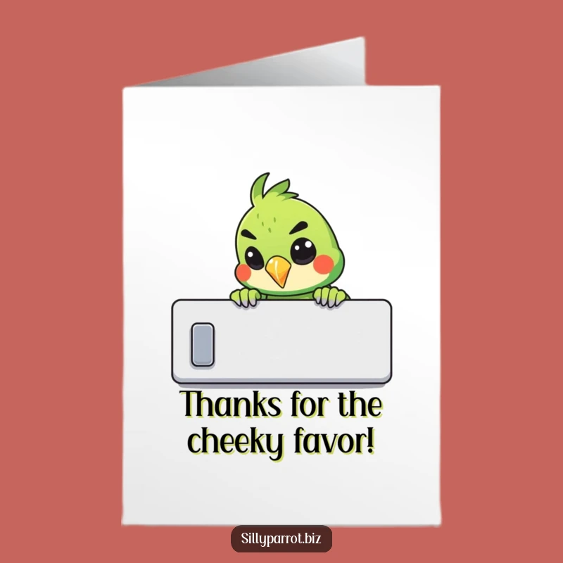 Free Printable Thank You Card: Mischievous Parrot Funny Downloadable Gift