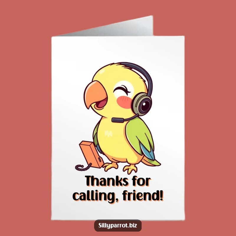 Free Printable Thank You Card: Parrot Phone Gratitude, Downloadable Fun