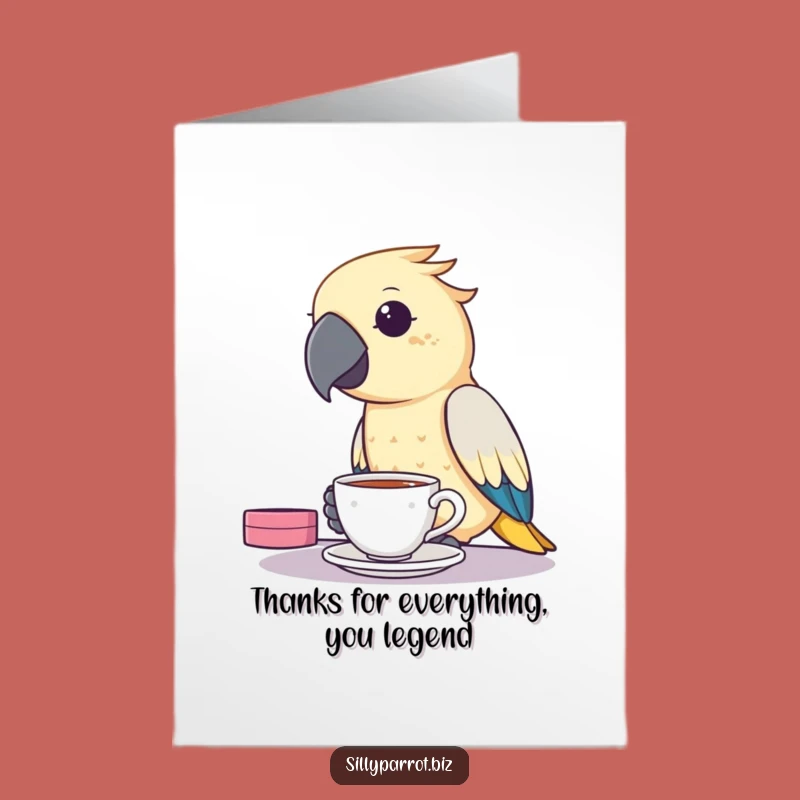 Free Printable Thank You Card: Witty Parrot Tea Break, A Truly Funny Downloadable Gift!