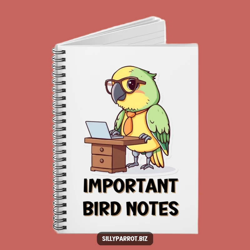 Funny Parrot at Desk Notebook - Professional Journal & Gift