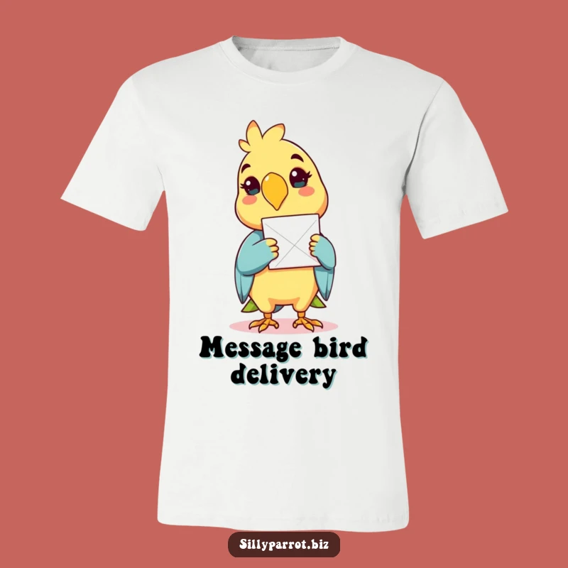 Funny Delivery Parrot T-Shirt - Cheerful Bird Mail Graphic Tee