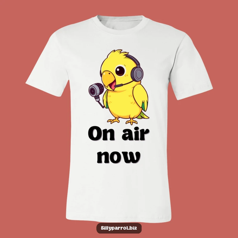Funny Parrot Squawk T-Shirt: Silly Headset Bird for Loud Talkers